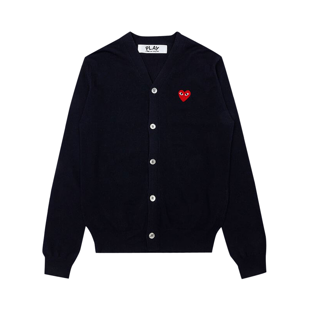 Comme des Garçons PLAY Knit Cardigan Red Heart Navy
