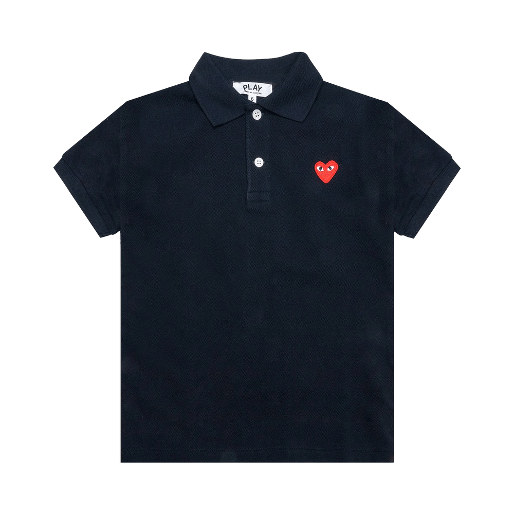 Comme des Garçons PLAY Kids Heart Polo Black