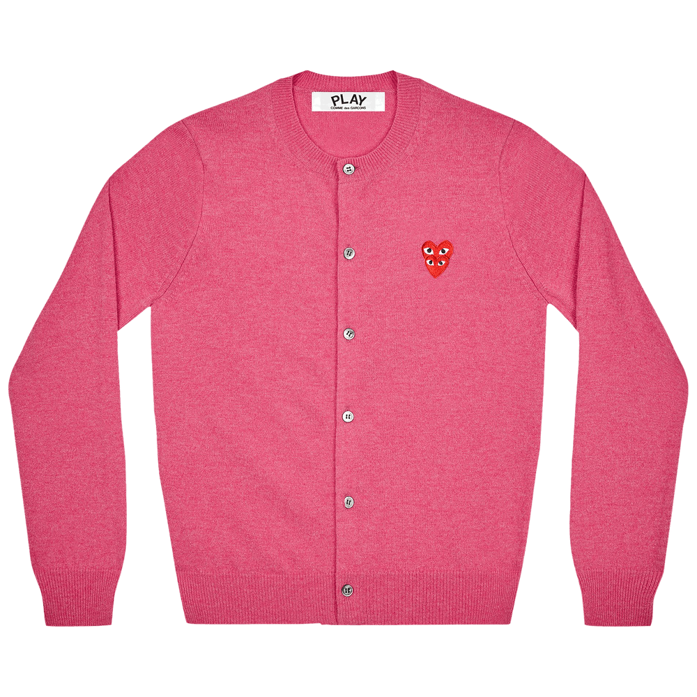 Comme des Garçons PLAY Wool Layered Double Heart Cardigan Pink