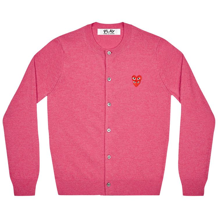 Comme des Garçons PLAY Wool Layered Double Heart Cardigan Pink