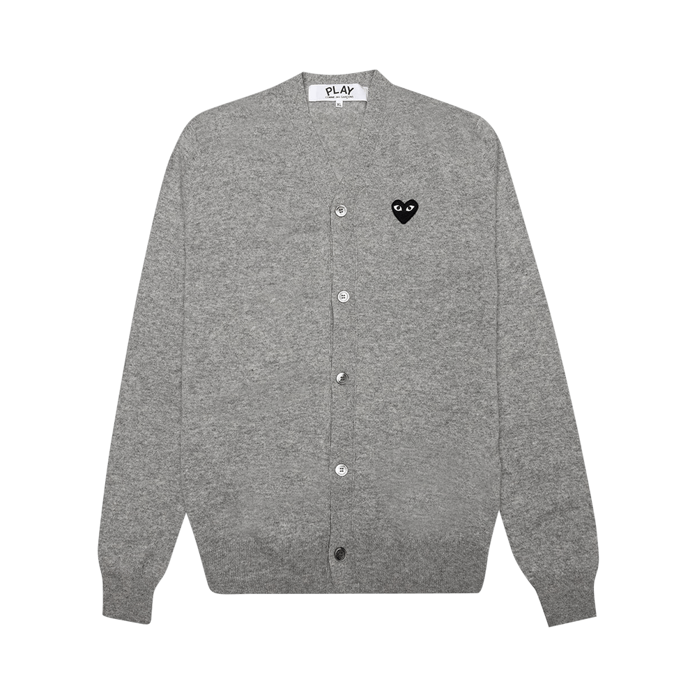 Comme des Garçons PLAY Heart Wool Cardigan Gray
