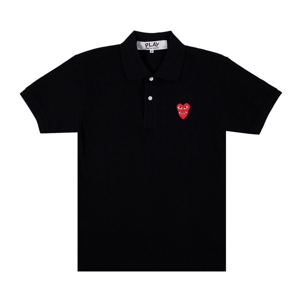 Comme des Garçons PLAY Heart Logo Shorts-Sleeve Polo Black
