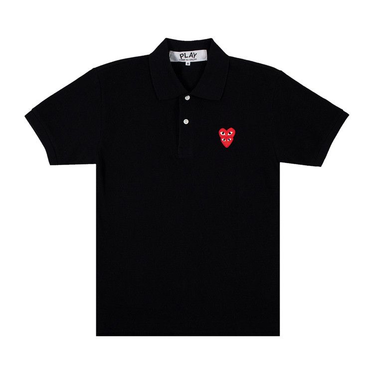 Comme des Garçons PLAY Heart Logo Shorts-Sleeve Polo Black