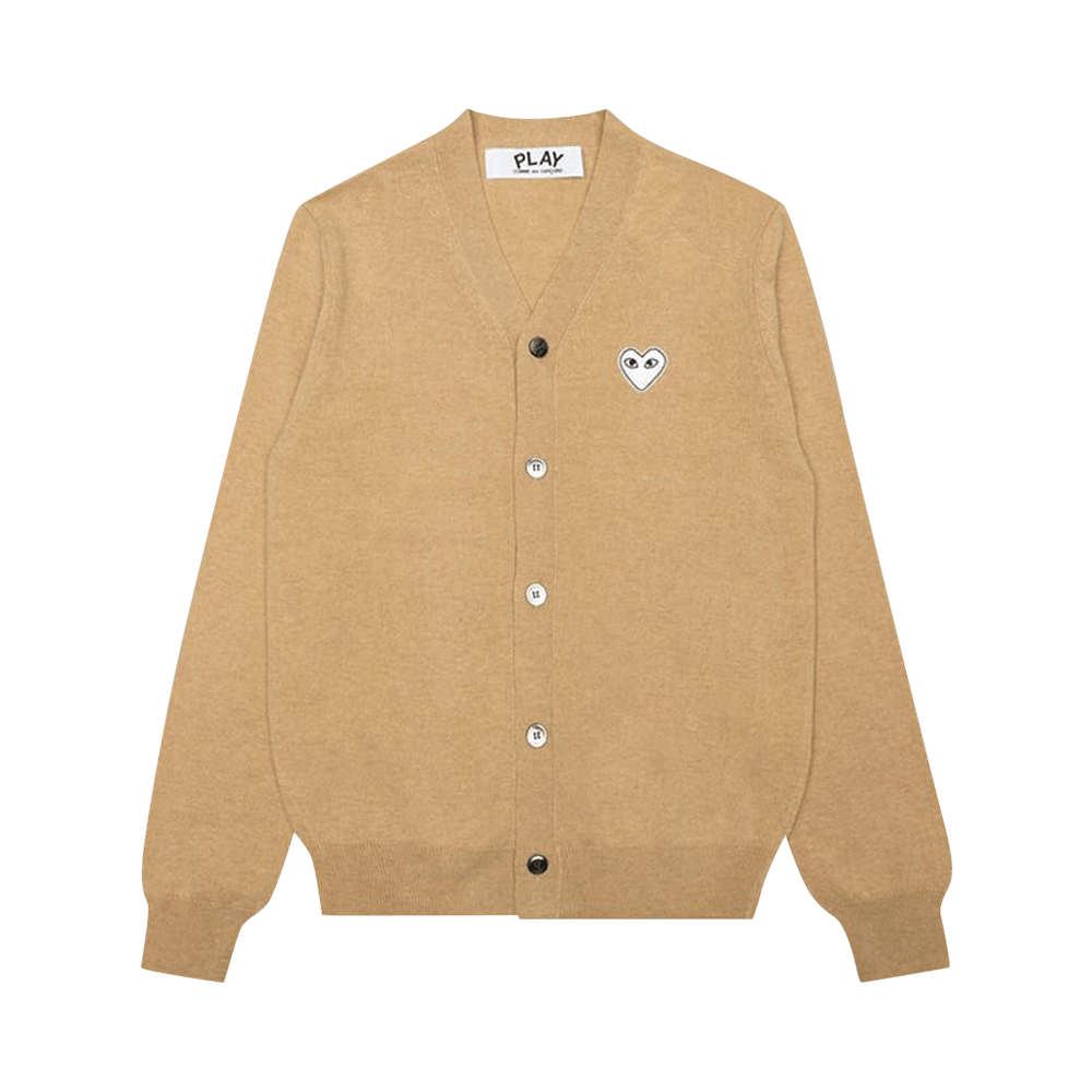Comme des Garçons PLAY Woven V-Neck Cardigan Tan