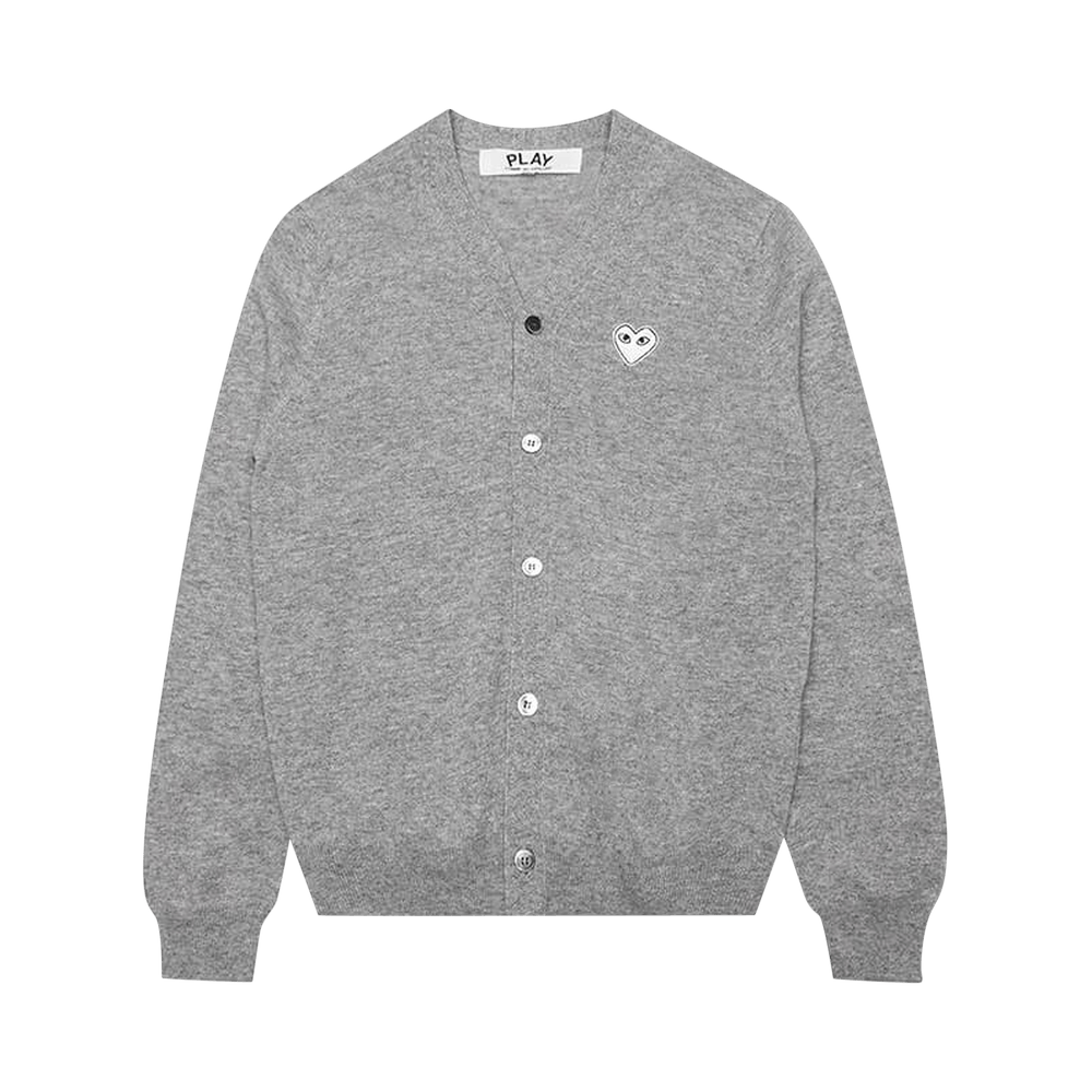 Comme des Garçons PLAY Woven V-Neck Cardigan Grey
