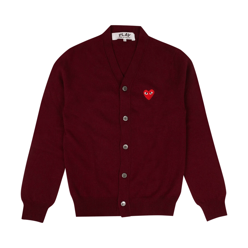 Comme des Garçons PLAY Heart Wool Cardigan Burgundy