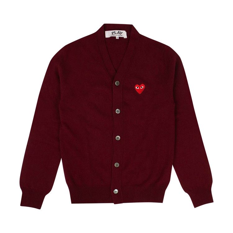 Comme des Garçons PLAY Heart Wool Cardigan Burgundy
