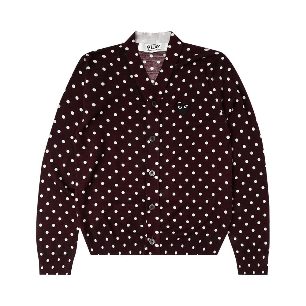 Comme des Garçons PLAY Polka Dot Cardigan Black Heart Burgundy