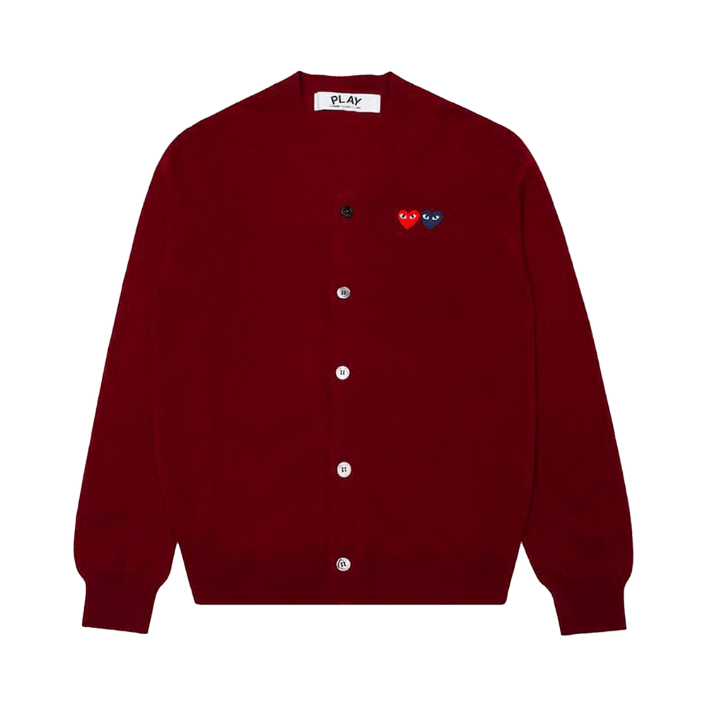 Comme des Garçons PLAY Double Heart Cardigan Burgundy