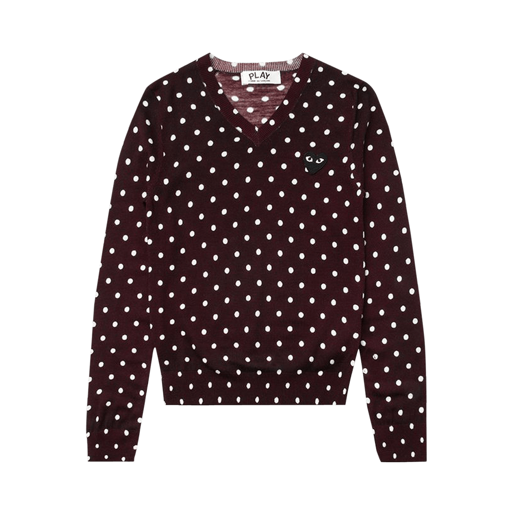 Comme des Garçons PLAY Polka Dot Sweater Burgundy