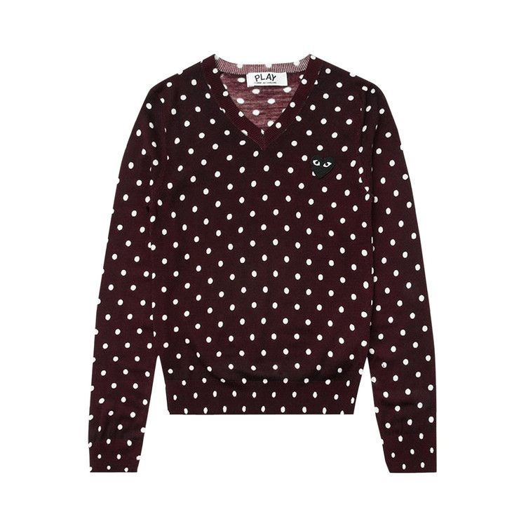Comme des Garçons PLAY Polka Dot Sweater Burgundy