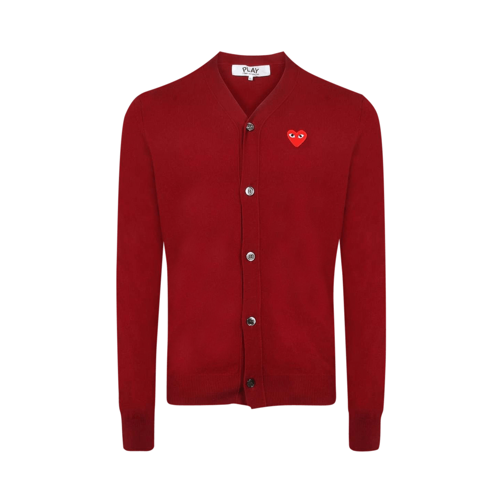 Comme des Garçons Cardigan With Red Heart Burgundy