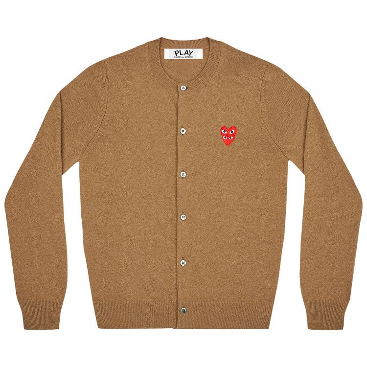 Comme des Garçons PLAY Wool Layered Double Heart Cardigan Brown