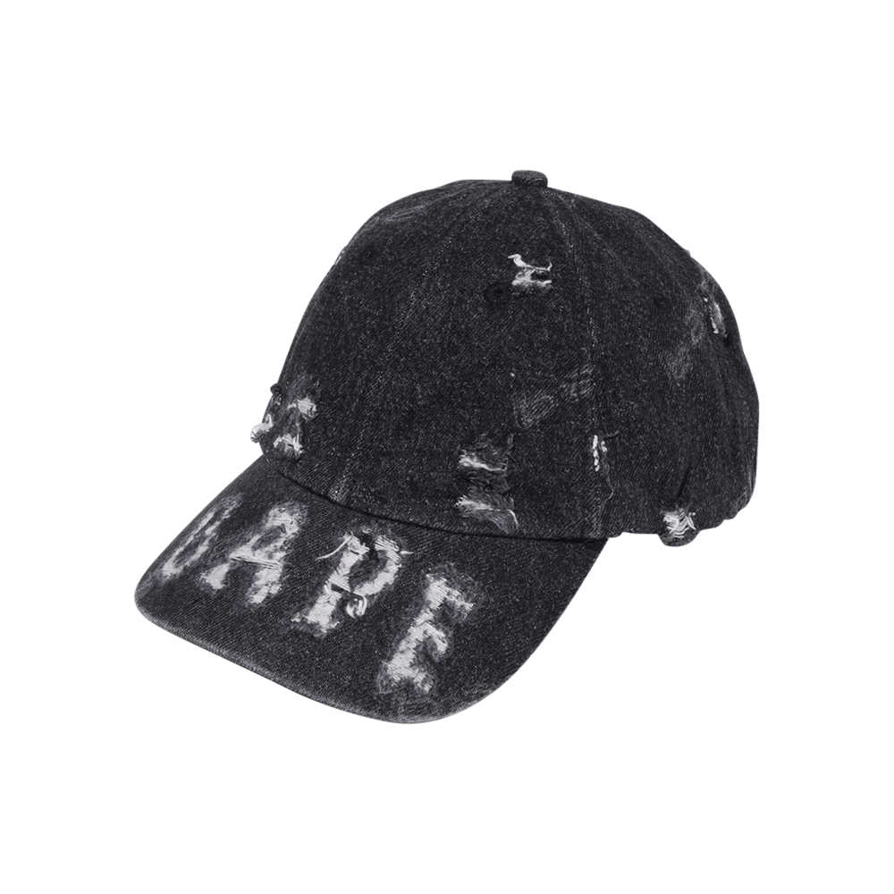 BAPE Denim Distressed Logo Cap Black