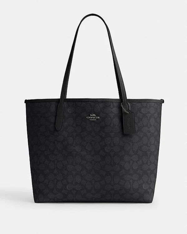 Coach City Tote Bag In Signature Canvas Signature Canvas-Gunmetal