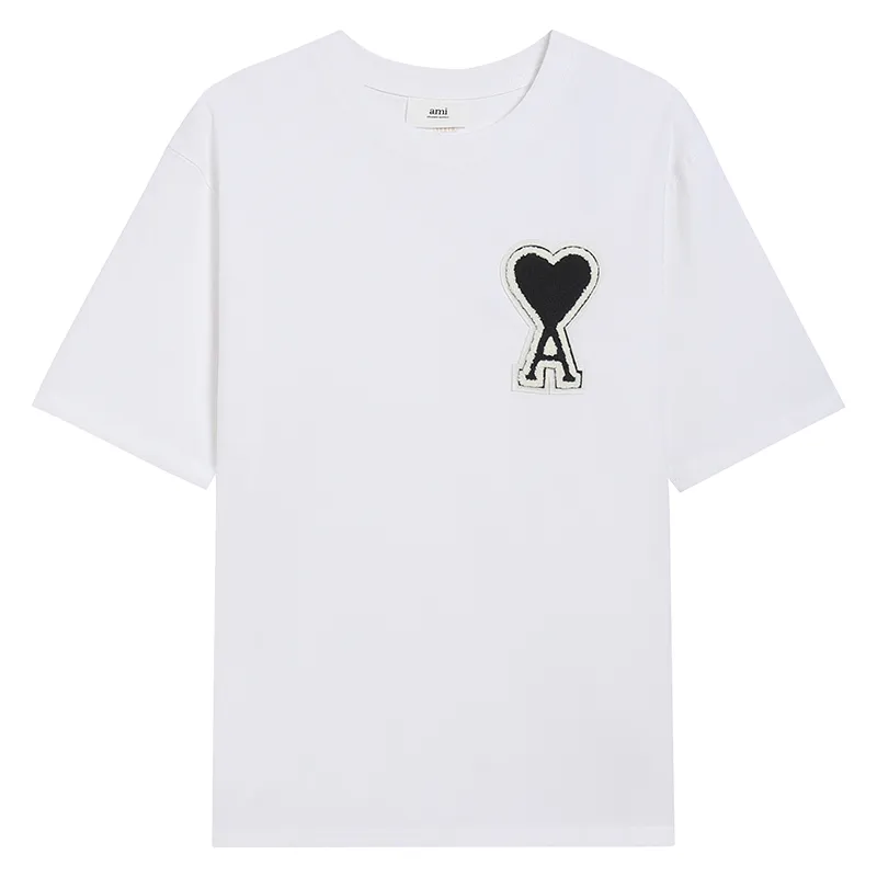 ami paris ハートプリント Tシャツ ホワイト Ami Paris Pure Cotton Heart Embroidered Couple Unisex White T