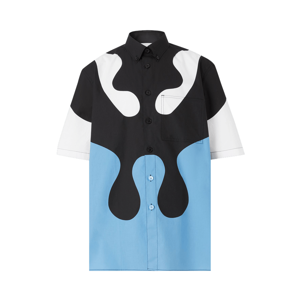 Burberry Abstract Print Cotton Button Down Shirt Blue Topaz